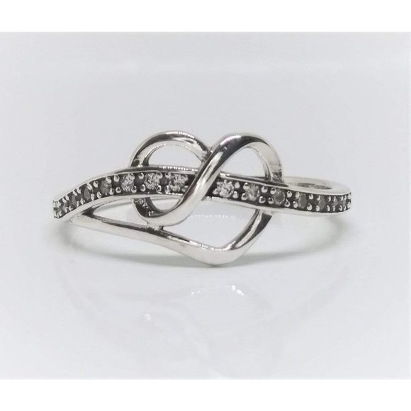 Sterling Silver Heart Ribbon Ring - Picture 1 of 5